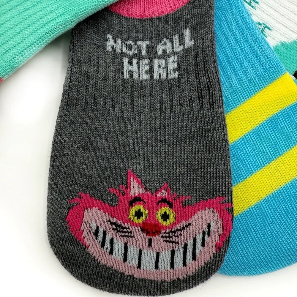 New Disney Alice in Wonderland Womens No Show Socks Mad Hatter Cheshire Cat Gift